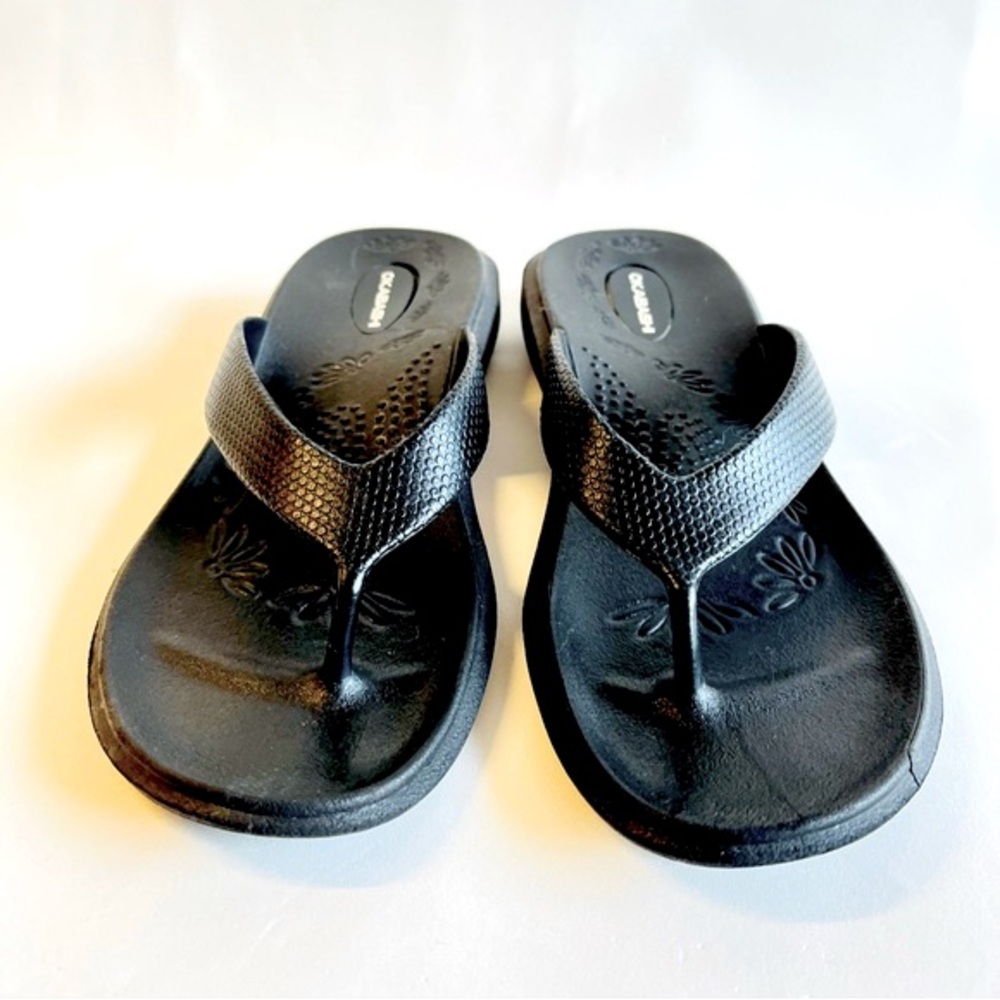 OKABASHI Womens Black Flipflop Thong Sandals Size Medium 6.5/7 Cute & Comfy